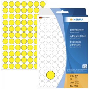 Etykiety samoprzylepne Herma okrągłe kropki 13mm żółte